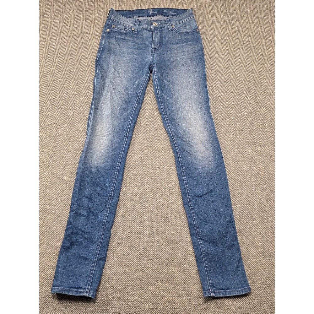 7 For All Mankind The Slim Cigarette Jeans Blue Denim Womens Size 26 Inseam 28
